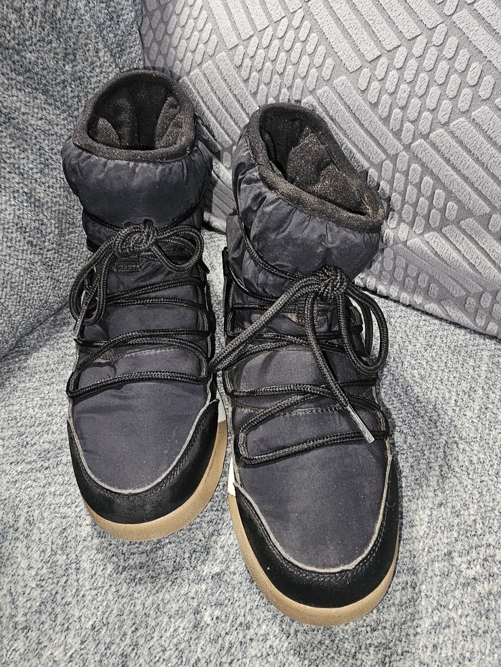 Kids Black Snow Boots with Tan Sole - Cozy Waterproof Winter Boots